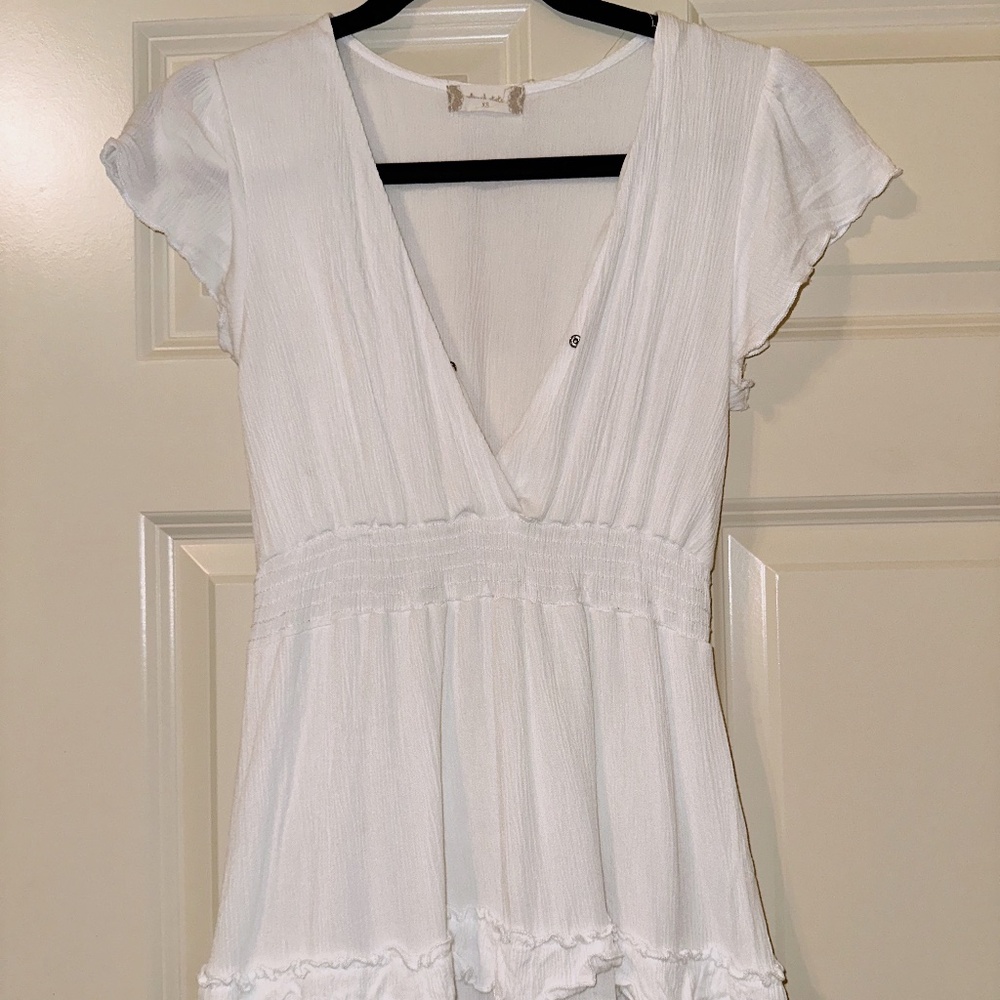 Altar'd State White Short Sleeve Mini Dress
